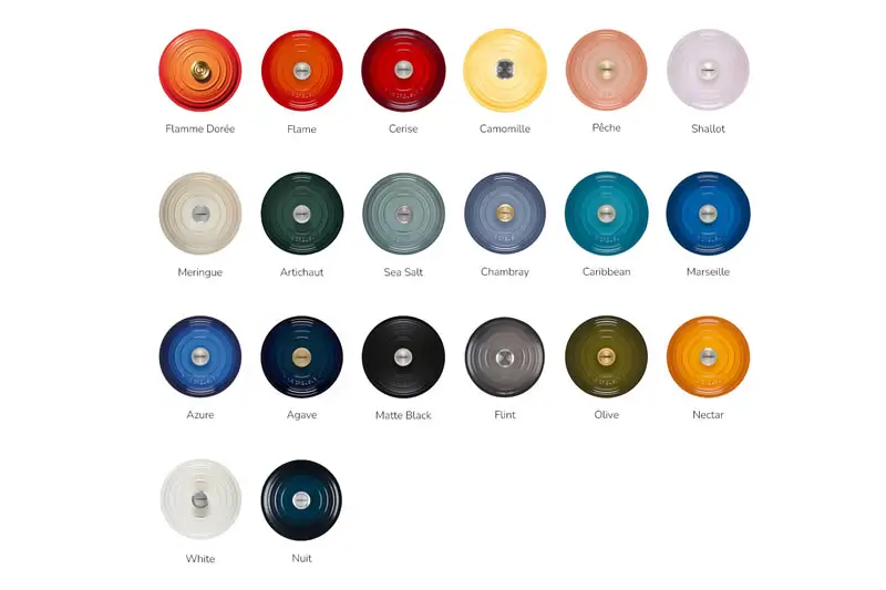 Gama de colores de Le creuset