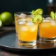 3 vasos con una bebida llamada Brisa del Alba con jerez y tequila
