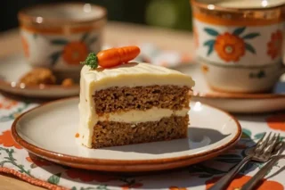 Rebanada de pastel de zanahoria con chocolate