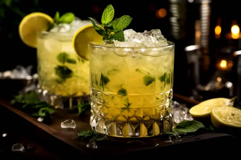 Mint Julep preparado con vino albariño