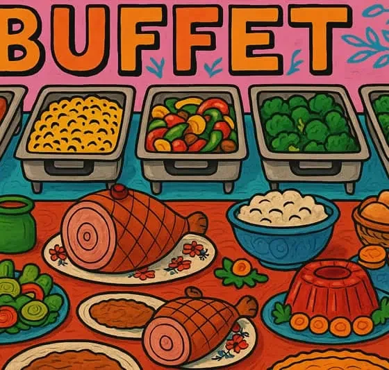 Ilustración de un buffet