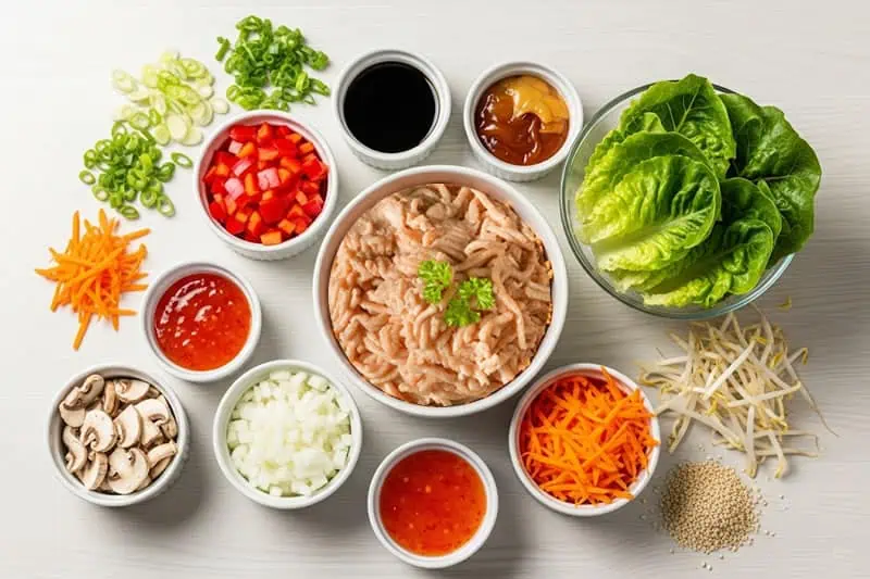 Ingredientes para preparar wraps de lechuga con pollo