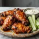Buffalo wings con aderezo y palitos de apio