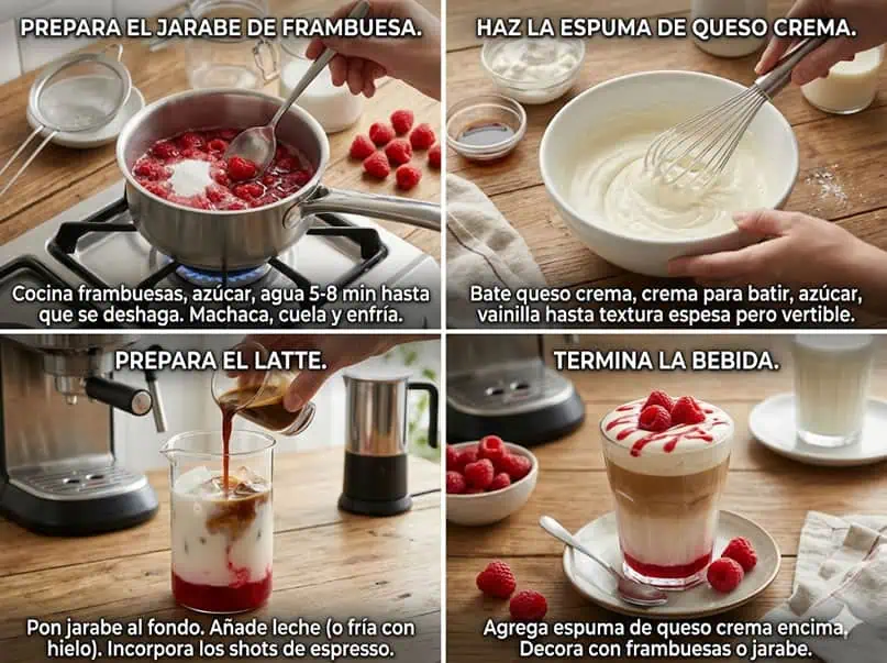Instrucciones para preparar un Raspberry Danish Latte