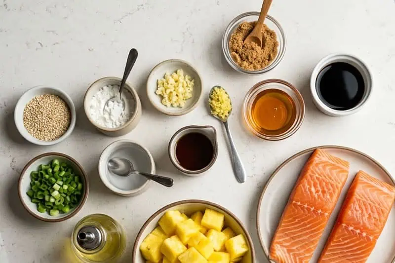 Salmón Teriyaki Con Piña Ingredientes salmón teriyaky