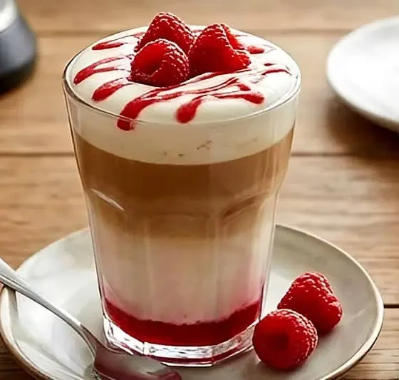 Vaso cafetero de un Raspberry Danish Latte