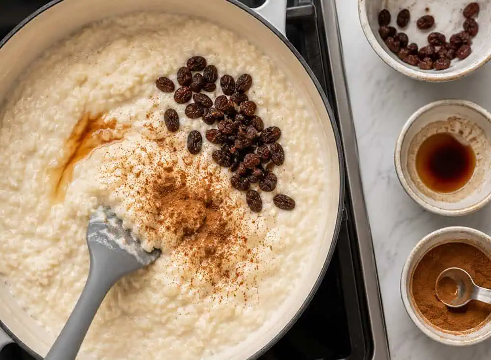 Arroz con Leche Preparación final del arroz con leche