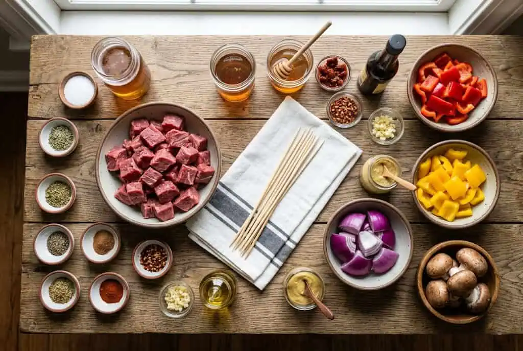 Brochetas de Res Marinadas con Chipotle, Miel y Cerveza: Sabor Ahumado para Cualquier Parrillada Brochetas de res marinadas ingredientes