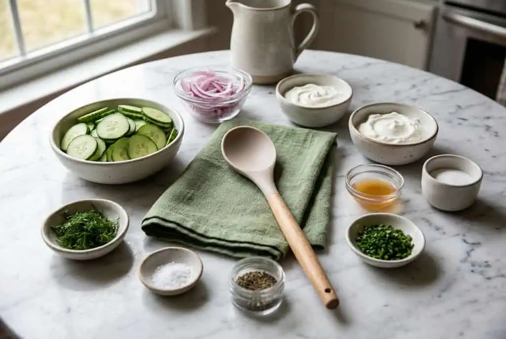 Ensalada de Pepino Cremosa: la guarnición fresca que siempre termina primero en la mesa Ensalada de pepinos ingredientes