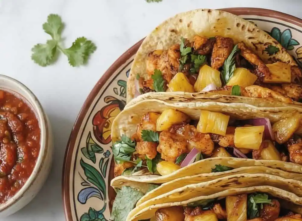 Tacos de Pollo al Pastor con Piña: La Tradición que se Reinventa Tacos de pollo al pastor