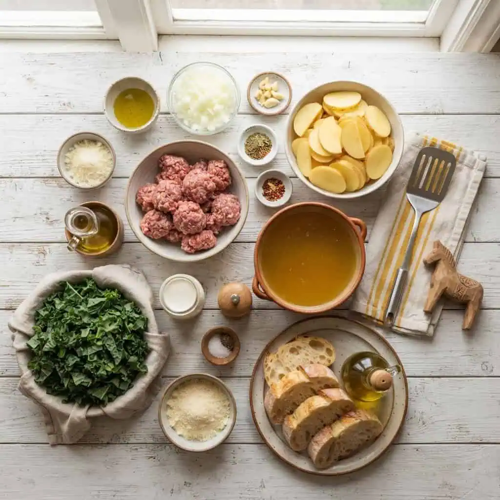 Sopa de Salchicha Toscana Cremosa: el tazón que abraza en los días fríos Sopa toscana con salchicha ingredientes